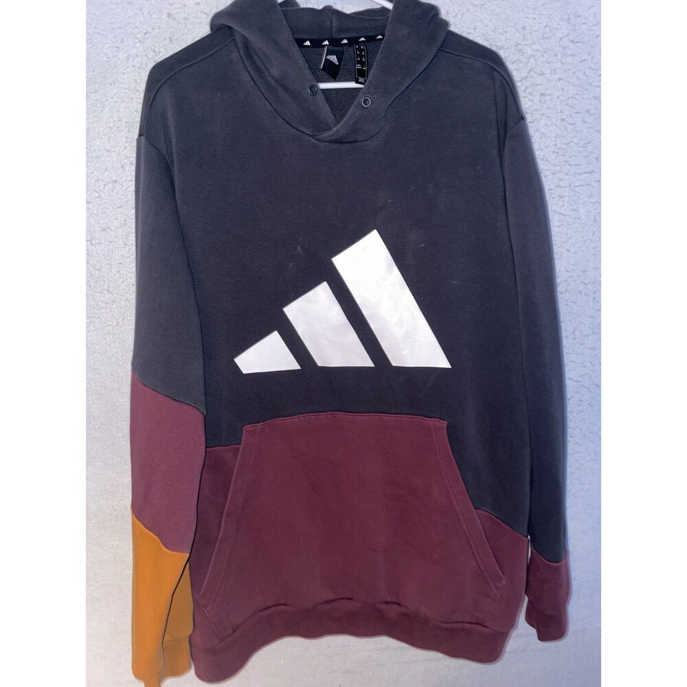 Vintage 90s Y2K Adidas Pullover Hoodie Logo Colorblock 2XL Fleece